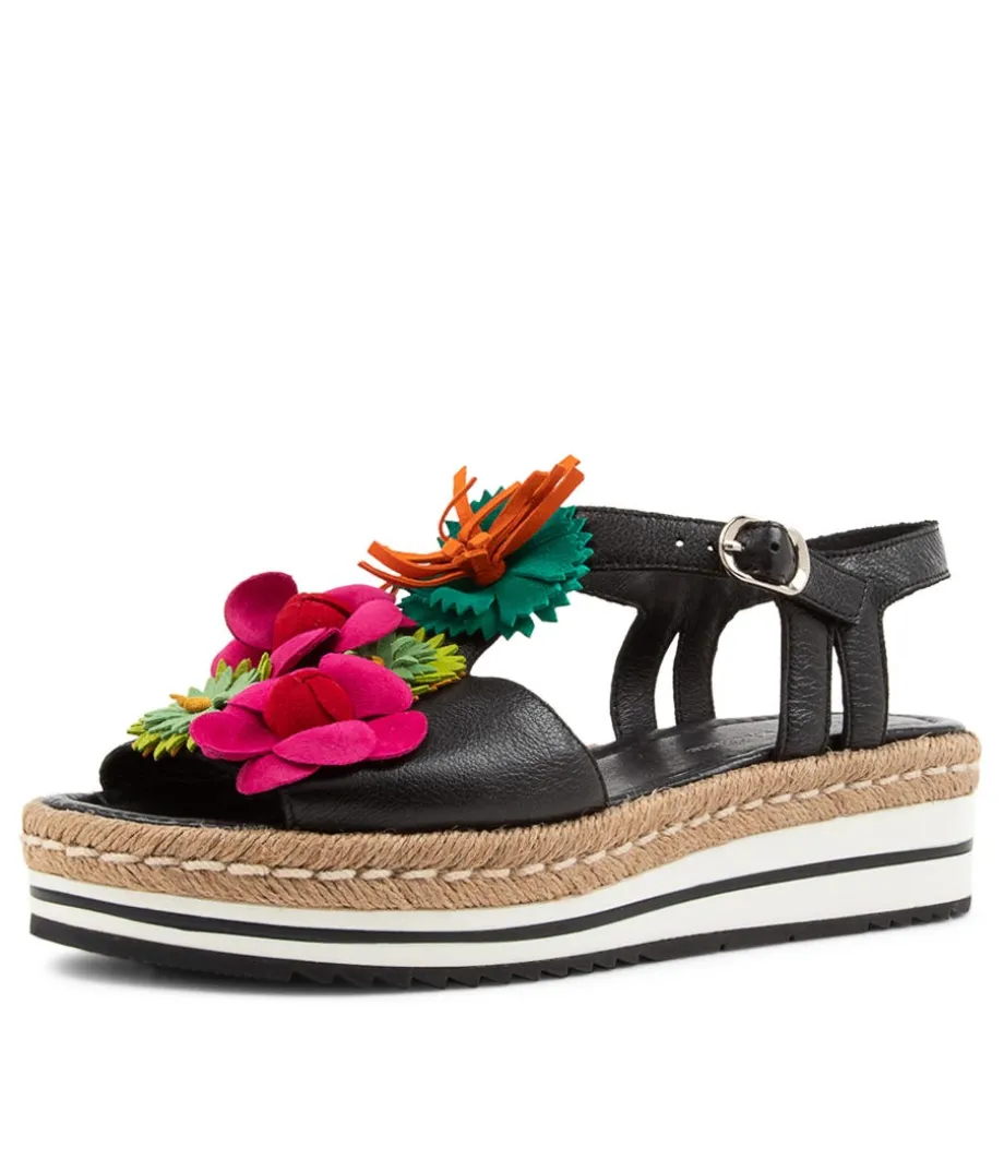 Abela Black Multi Leather Sandals<DJANGO & JULIETTE Best