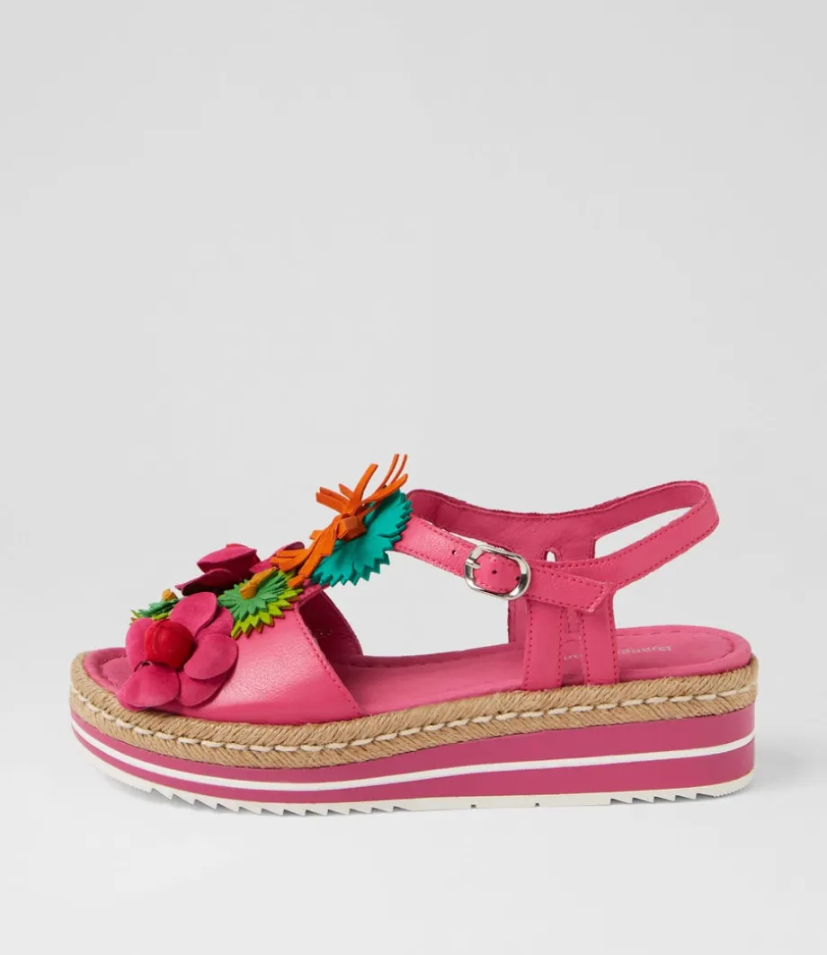 Abela Fuchsia Multi Leather Espadrilles<DJANGO & JULIETTE Cheap