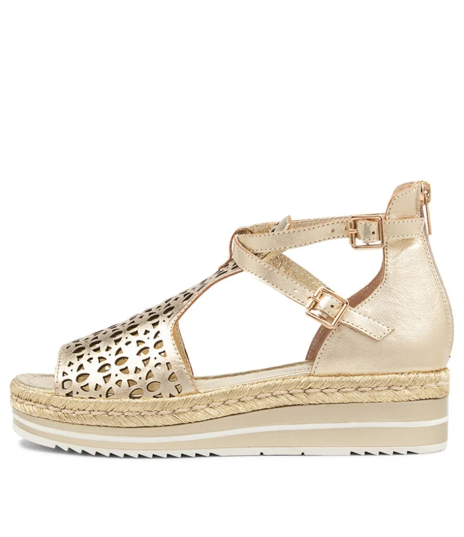 Accra Pale Gold Rope Leather Espadrilles<DJANGO & JULIETTE Flash Sale
