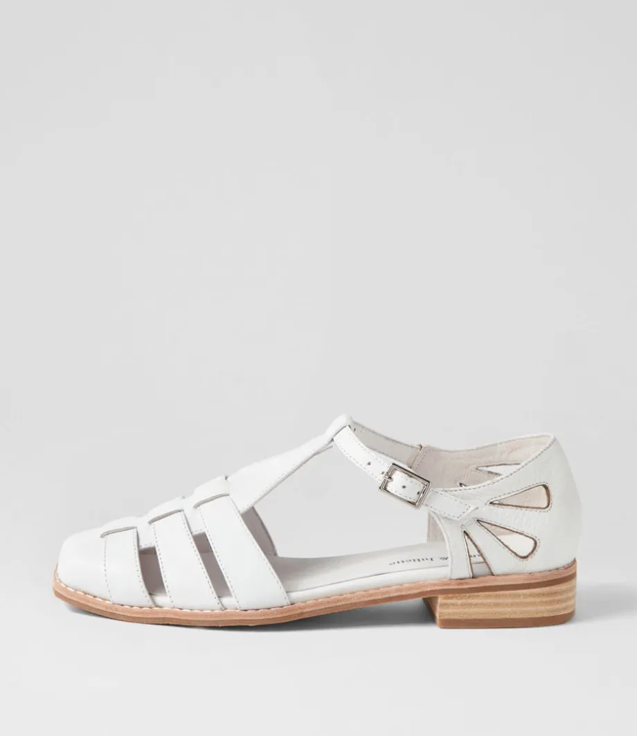 Acely White Leather Flat Shoes<DJANGO & JULIETTE Sale
