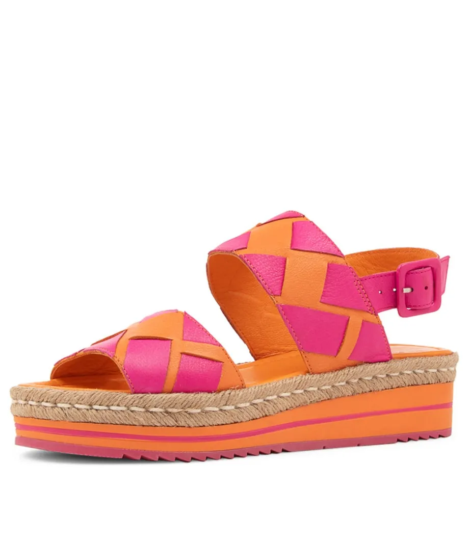 Acke Bright Orange Fuchsia Leather Sandals<DJANGO & JULIETTE Best Sale