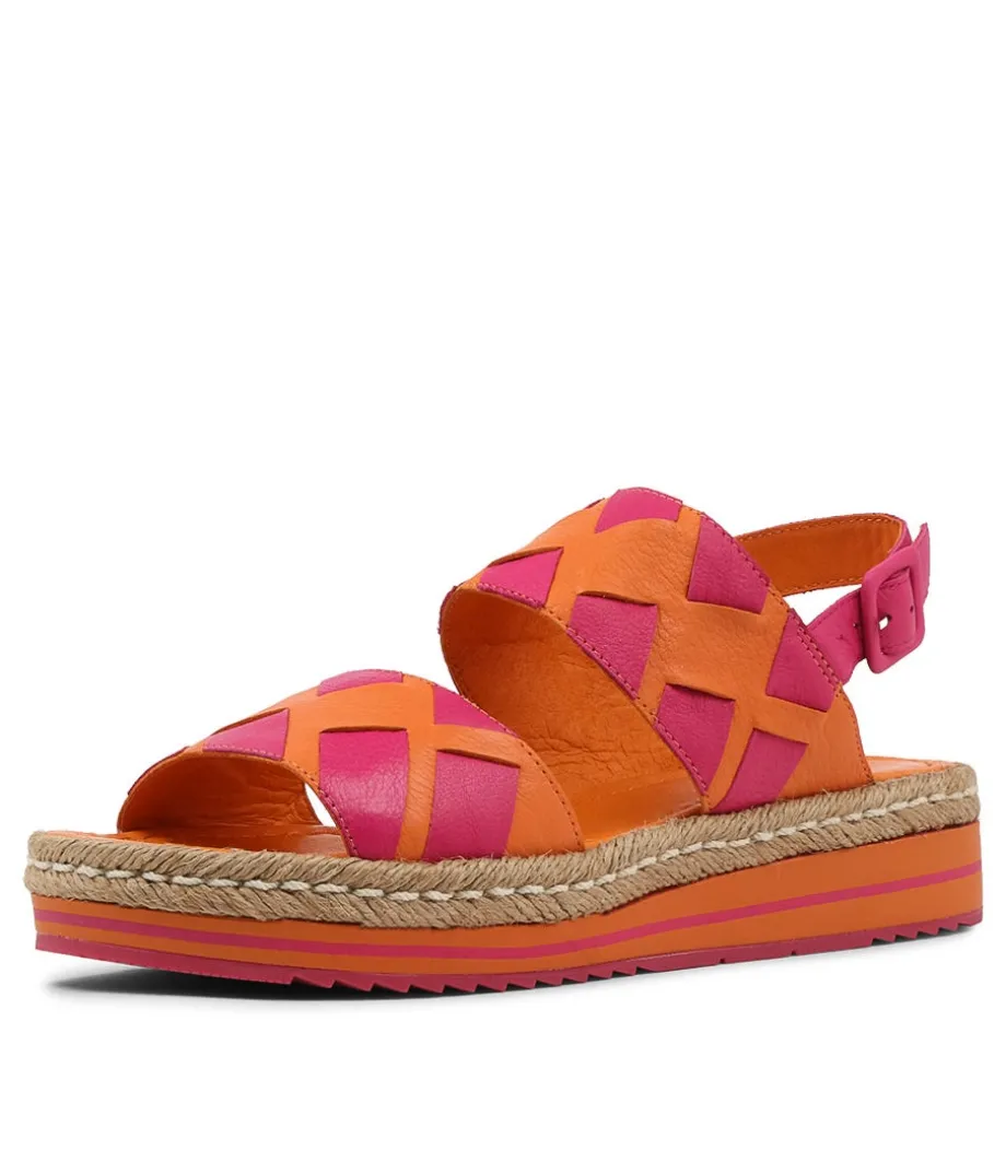 Acke Orange Fuchsia Leather Espadrilles<DJANGO & JULIETTE Store