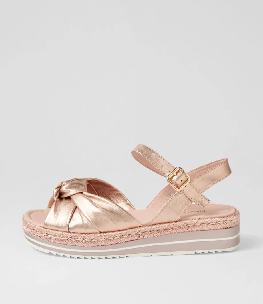 Adah Pale Rose Gold Rope Leather Espadrilles<DJANGO & JULIETTE Online