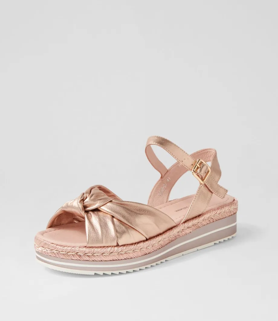 Adah Pale Rose Gold Rope Leather Espadrilles<DJANGO & JULIETTE Online