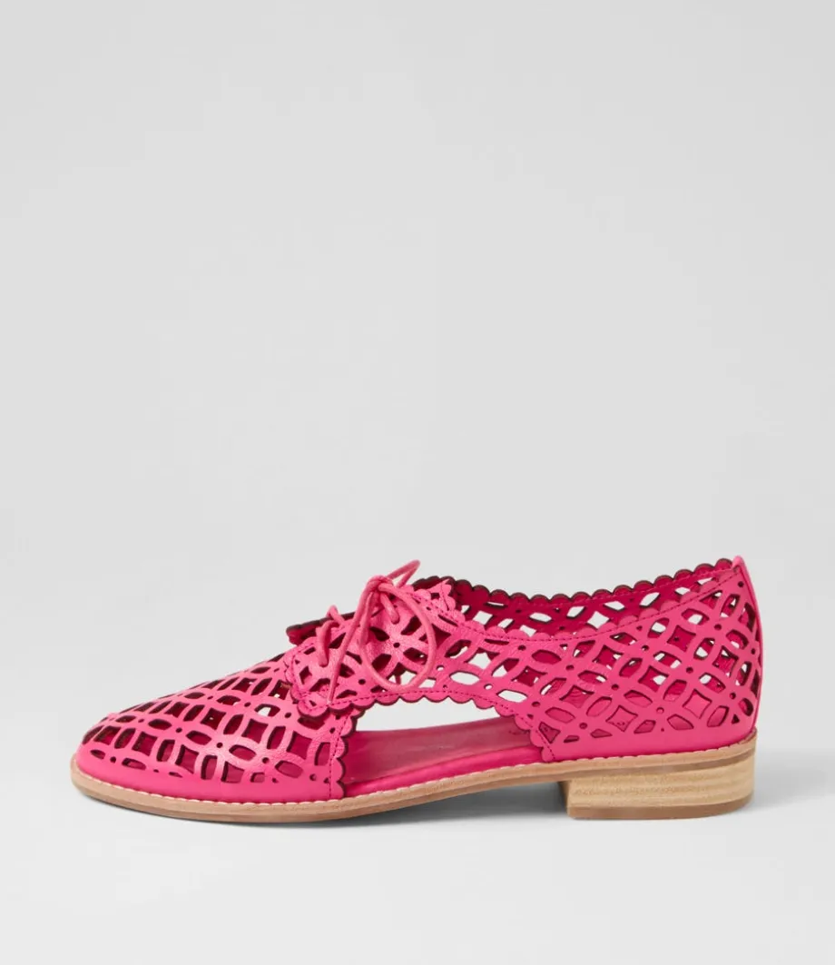 Addyst Hot Pink Leather Lace Up Flats<DJANGO & JULIETTE Outlet