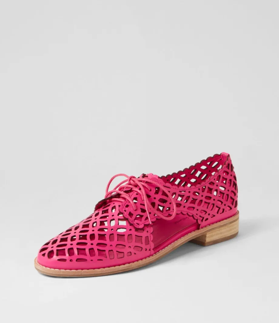 Addyst Hot Pink Leather Lace Up Flats<DJANGO & JULIETTE Outlet