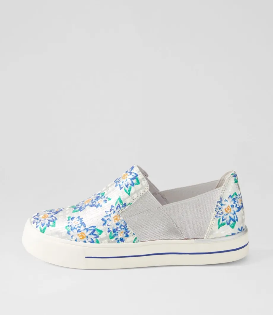 Adela W Blue Silver Cut Leather Sneakers<ZIERA Cheap