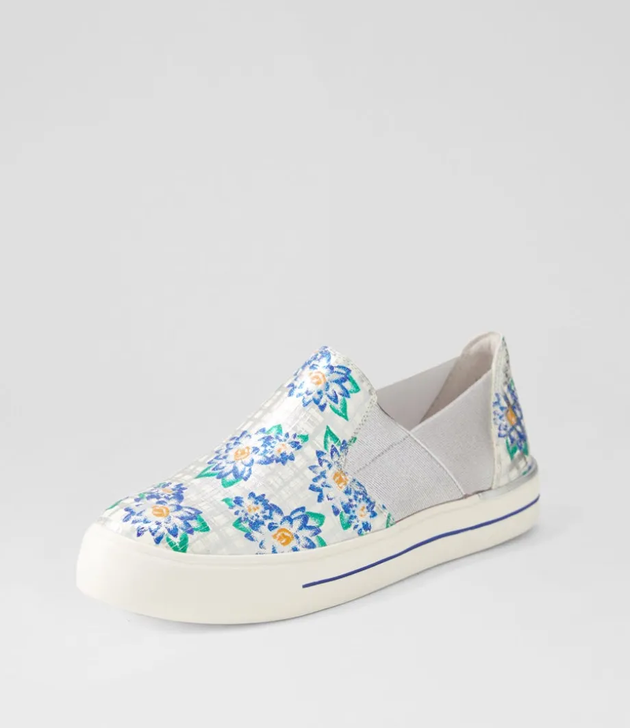 Adela W Blue Silver Cut Leather Sneakers<ZIERA Cheap