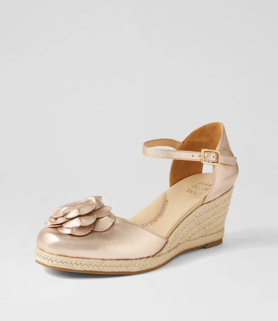 Adira W Pale Rose Gold Leather Wedges<ZIERA Fashion