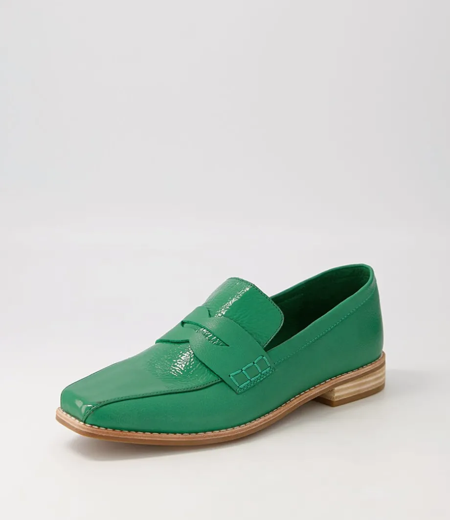 Agape Dark Emerald Spearmint Patent Leather Loafers<DJANGO & JULIETTE Cheap