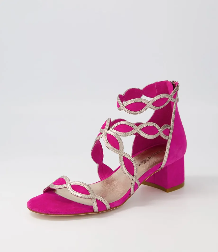 Ailani Fuchsia Platino Suede Leather Sandals<DJANGO & JULIETTE New