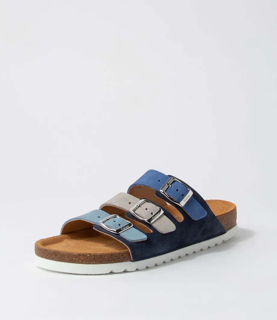 Alfy Blau Kombi Suede Sandals<GABOR Best Sale
