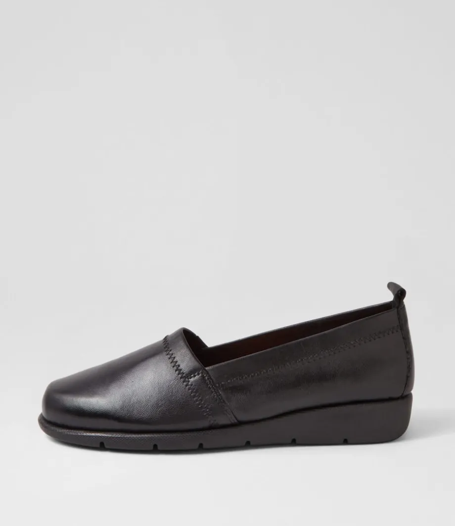 Aliner Black Leather Loafers<SUPERSOFT Flash Sale