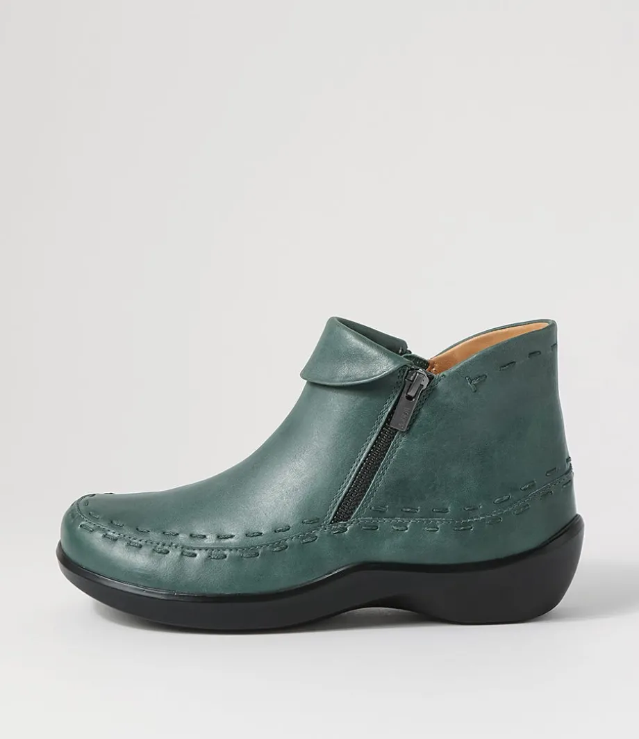 Alliee Xw Dark Emerald Leather Ankle Boots<ZIERA Best Sale