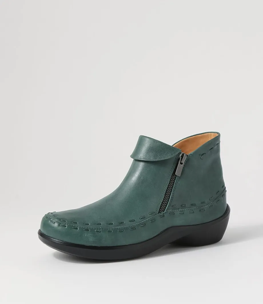 Alliee Xw Dark Emerald Leather Ankle Boots<ZIERA Best Sale