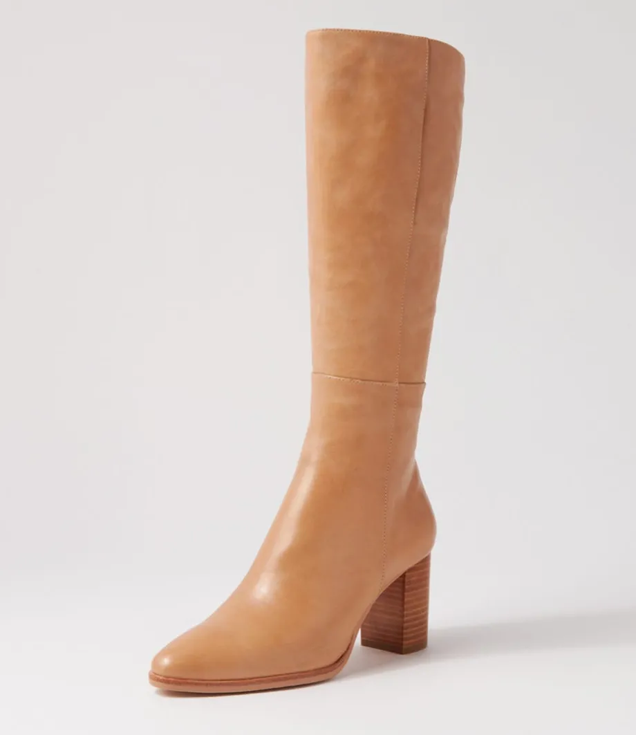 Allouta Cappuccino Leather Knee High Boots<DJANGO & JULIETTE Clearance