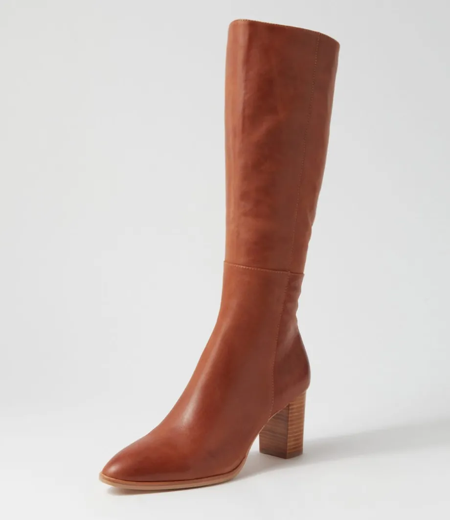 Allouta Cognac Leather Knee High Boots<DJANGO & JULIETTE Best Sale