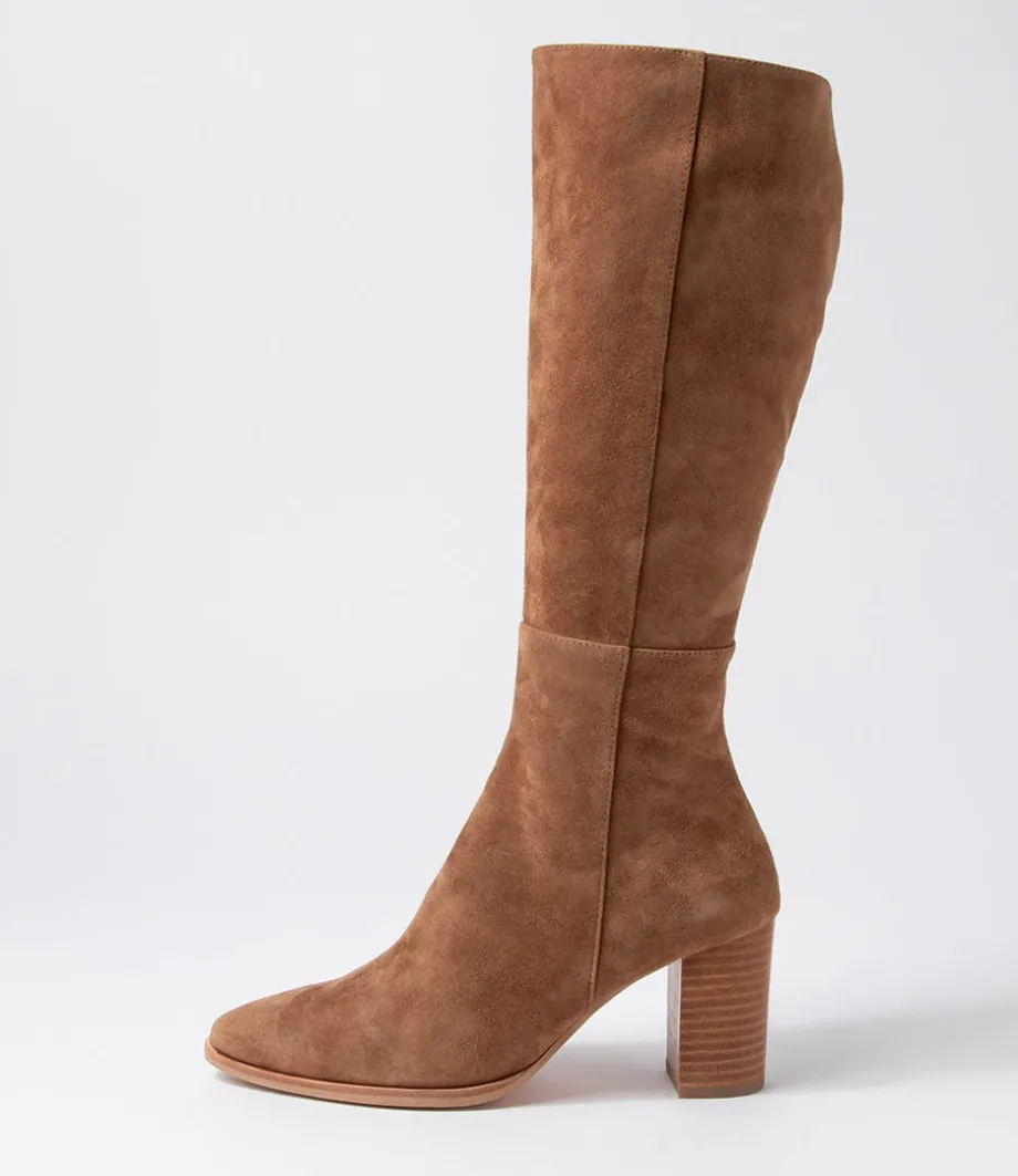 Allouta Light Choc Suede Knee High Boots<DJANGO & JULIETTE Cheap