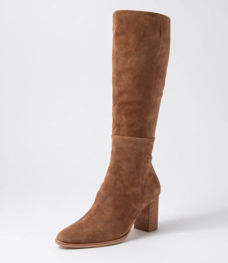 Allouta Light Choc Suede Knee High Boots<DJANGO & JULIETTE Cheap