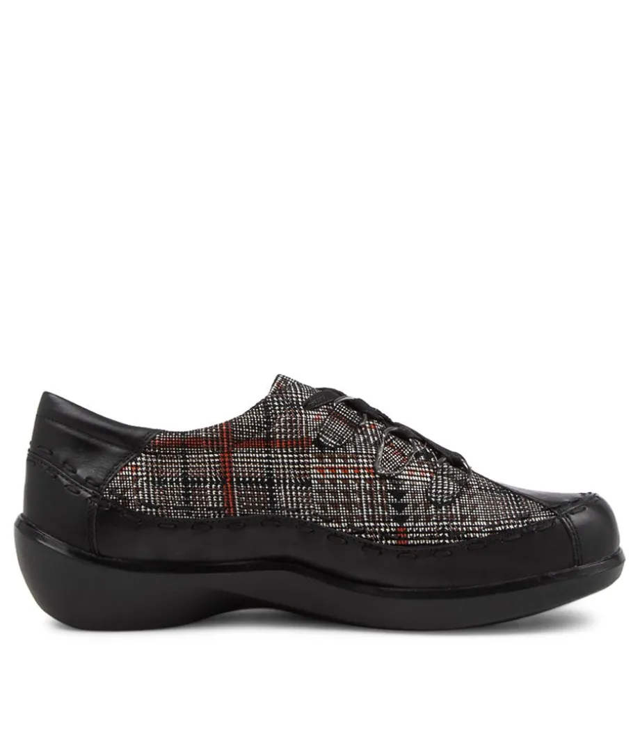 allsorts_w_black_check_leather_laceup_shoes_3.webp Allsorts W Black Check Leather Lace-Up Shoes<ZIERA Online