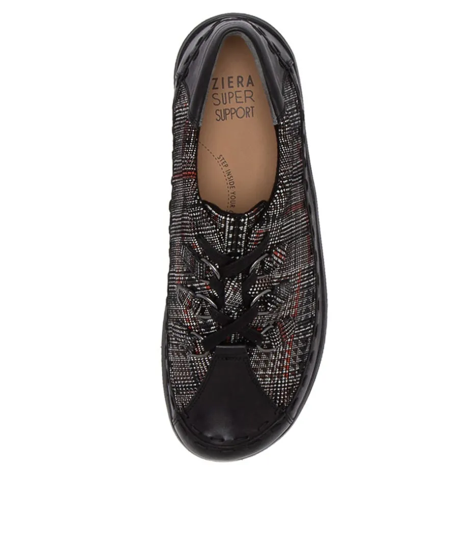 allsorts_w_black_check_leather_laceup_shoes_4.webp Allsorts W Black Check Leather Lace-Up Shoes<ZIERA Online