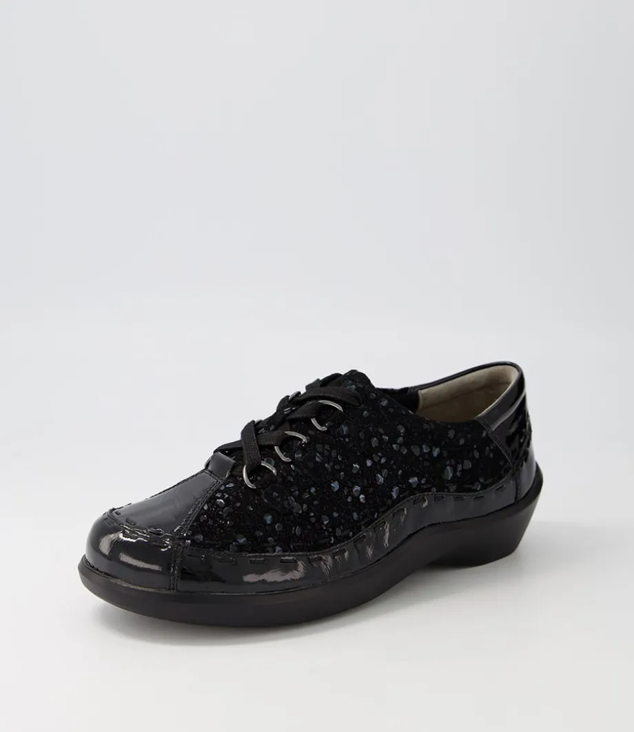 Allsorts Xw Black Sparkle Lace Up Flats<ZIERA Online