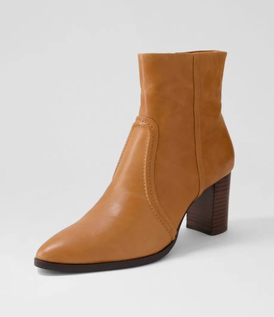 Anahi Cognac Leather Ankle Boots<DJANGO & JULIETTE Cheap