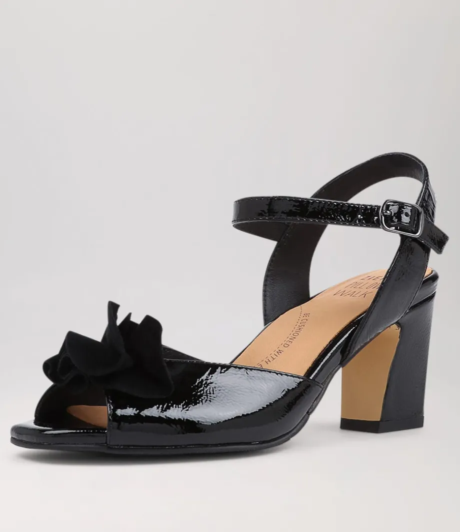 Antonia W Black Patent Suede Sandals<ZIERA Sale