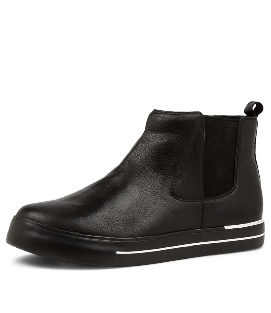 Arianah W Black Leather Ankle Boots Bs<ZIERA Flash Sale
