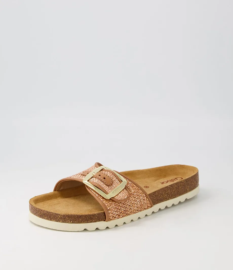 Arnell Peach Raffia Slides<GABOR Best
