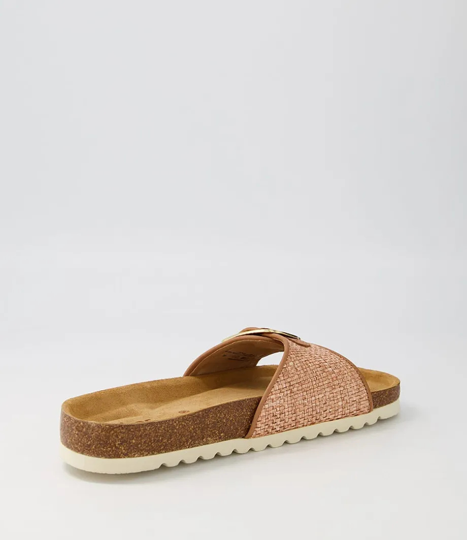 arnell_peach_raffia_slides_2.webp Arnell Peach Raffia Slides<GABOR Best