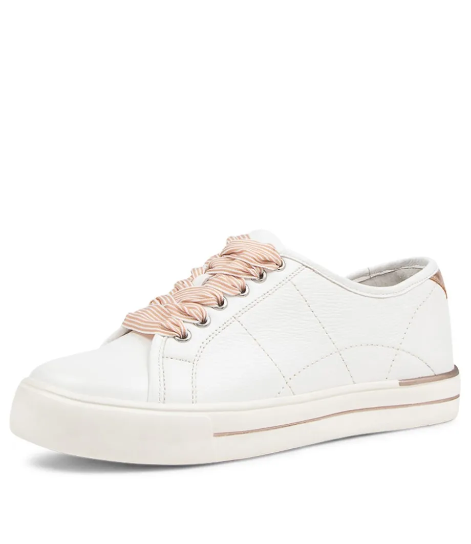 Ashleen W White Rose Gold Leather Sneakers<ZIERA Cheap