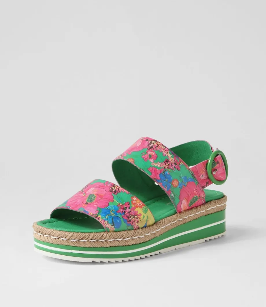 Atha Emerald Flowermania Leather Espadrilles<DJANGO & JULIETTE Fashion