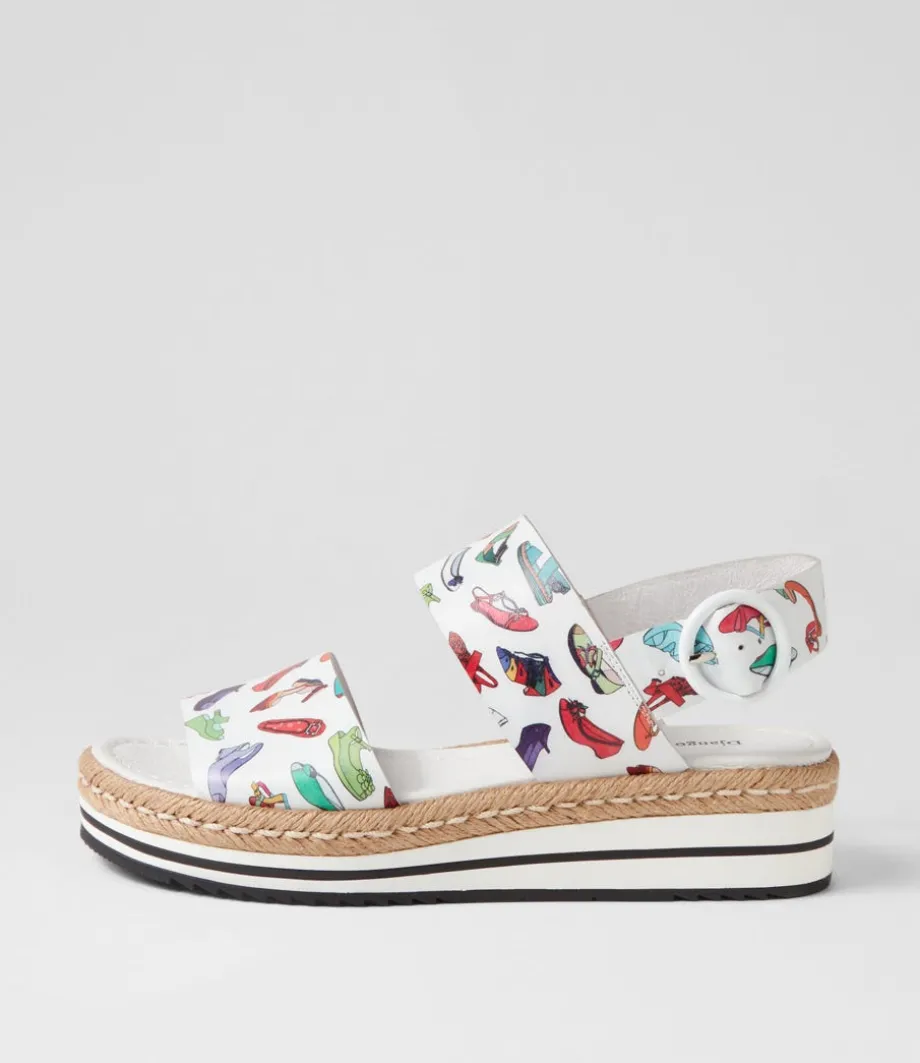 Atha White Shoe Print Leather Espadrilles<DJANGO & JULIETTE Fashion