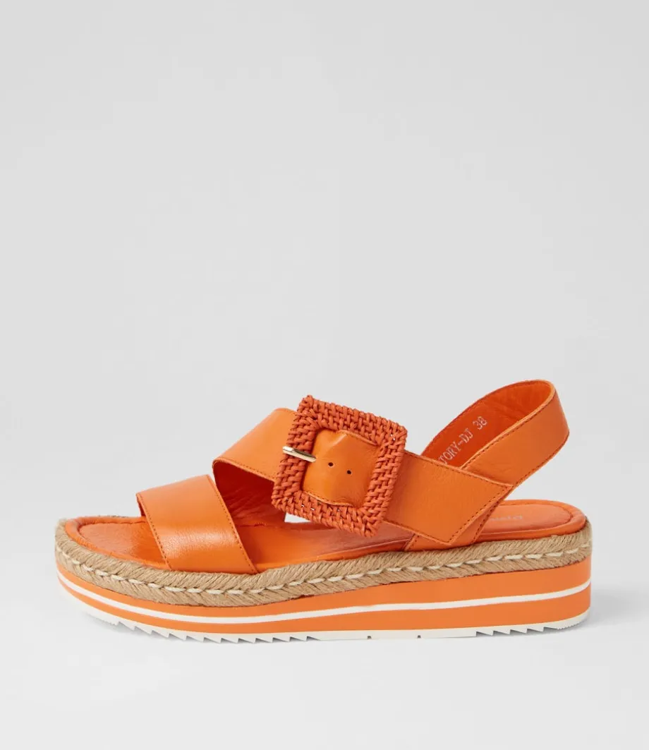 Atory Bright Orange Leather Sandals<DJANGO & JULIETTE Store