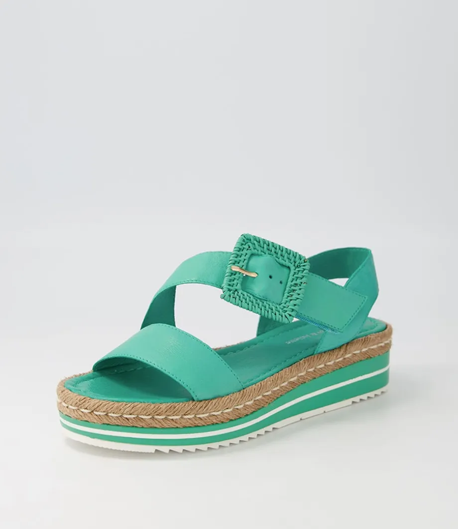 Atory Light Emerald Leather Espadrilles<DJANGO & JULIETTE Shop