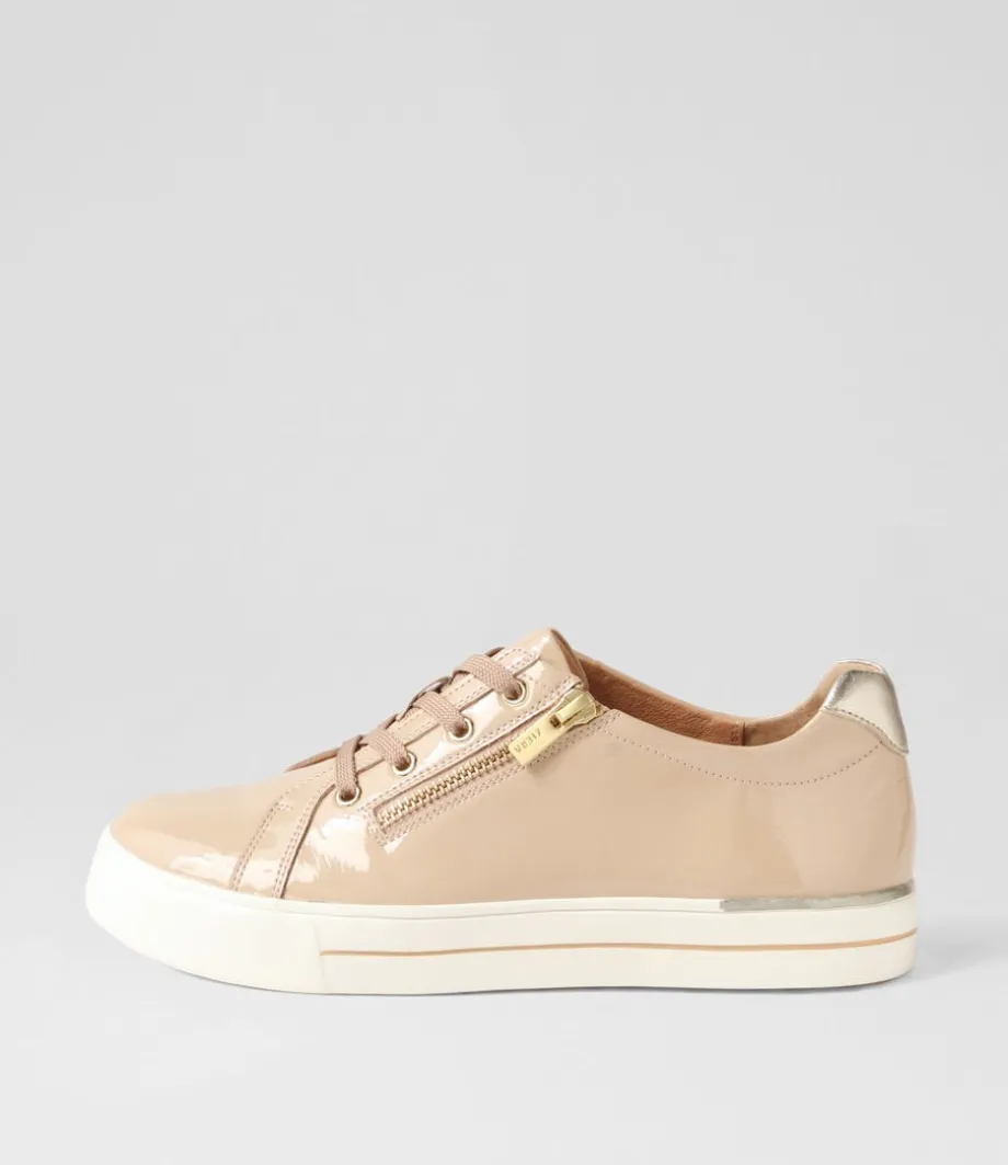 Audry W Latte Gold Wrinkle Patent Leather Sneakers<ZIERA Hot