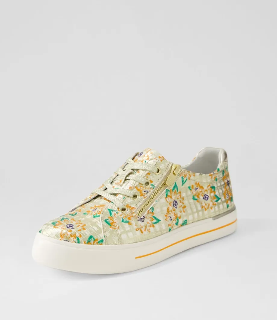 Audry W Orange Cut Pale Gold Leather Sneakers<ZIERA Shop
