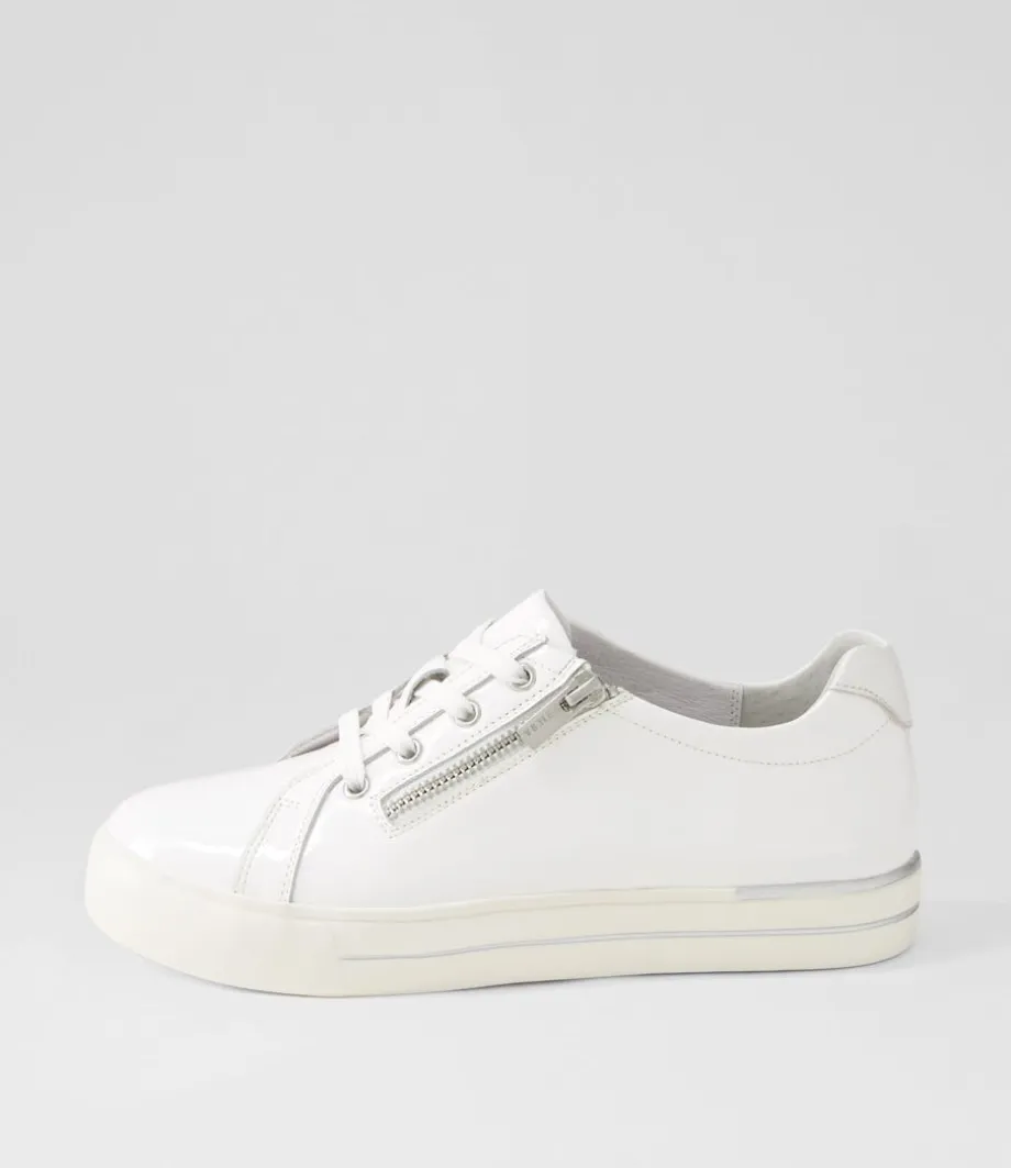 Audry W White Wrinkle Patent Leather Sneakers<ZIERA Discount