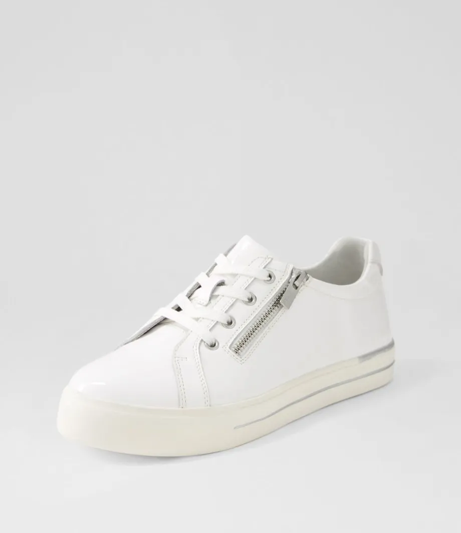 Audry W White Wrinkle Patent Leather Sneakers<ZIERA Discount
