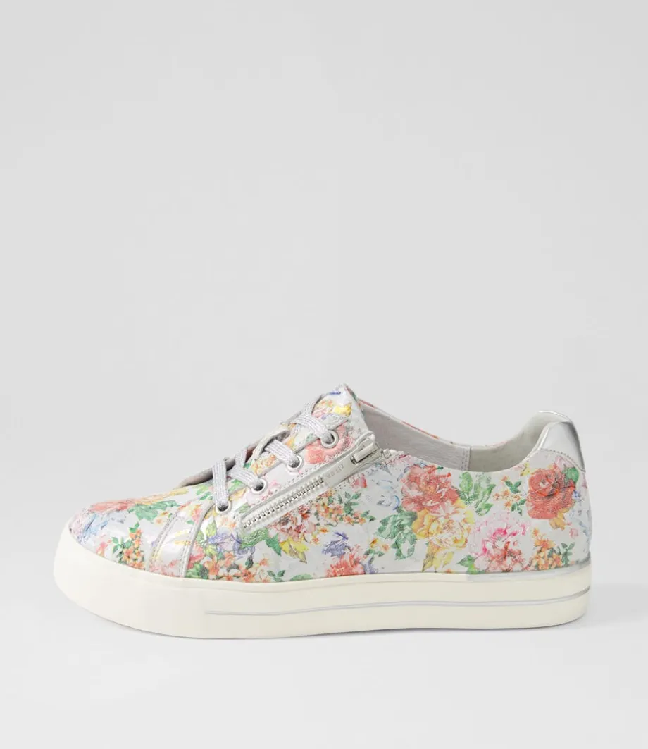 Audry W Wild Flower Silver Leather Sneakers<ZIERA Outlet