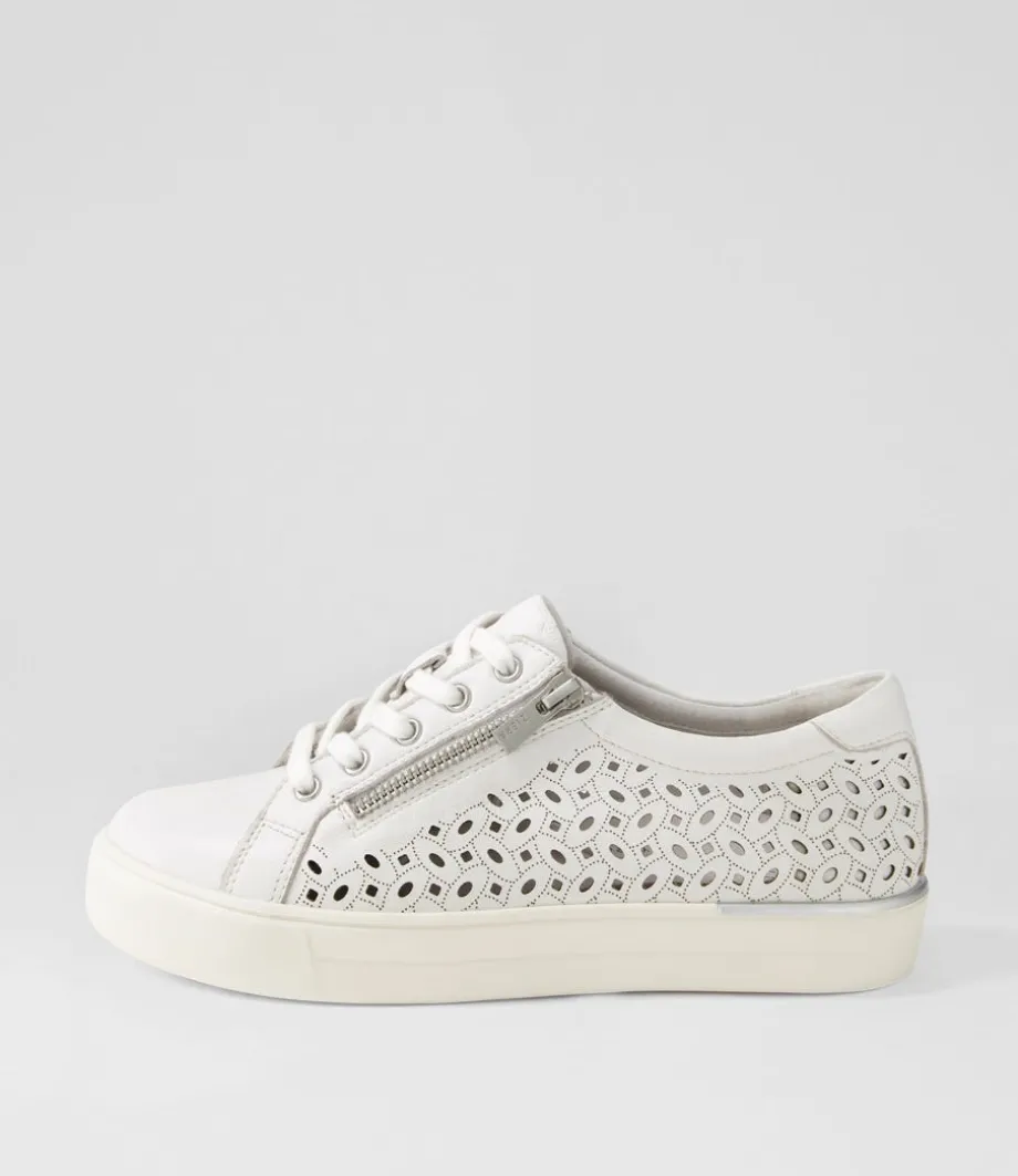 Ayleen W White Leather Sneakers<ZIERA New