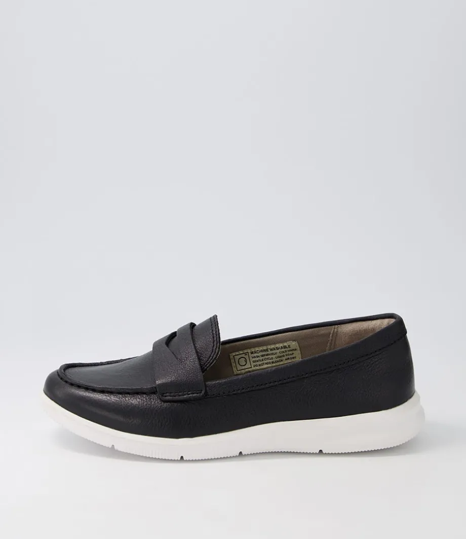 Ayva Washable Penny Black Leather Loafers<ROCKPORT Store