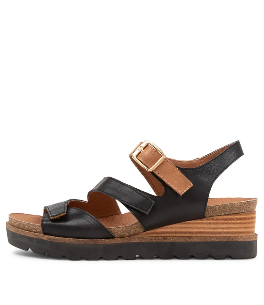 Babette Black Tan Leather Sandals<DJANGO & JULIETTE Shop