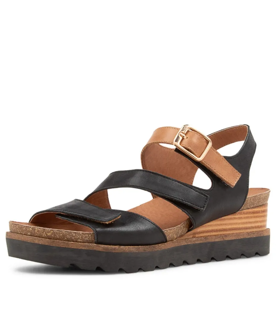 Babette Black Tan Leather Sandals<DJANGO & JULIETTE Shop