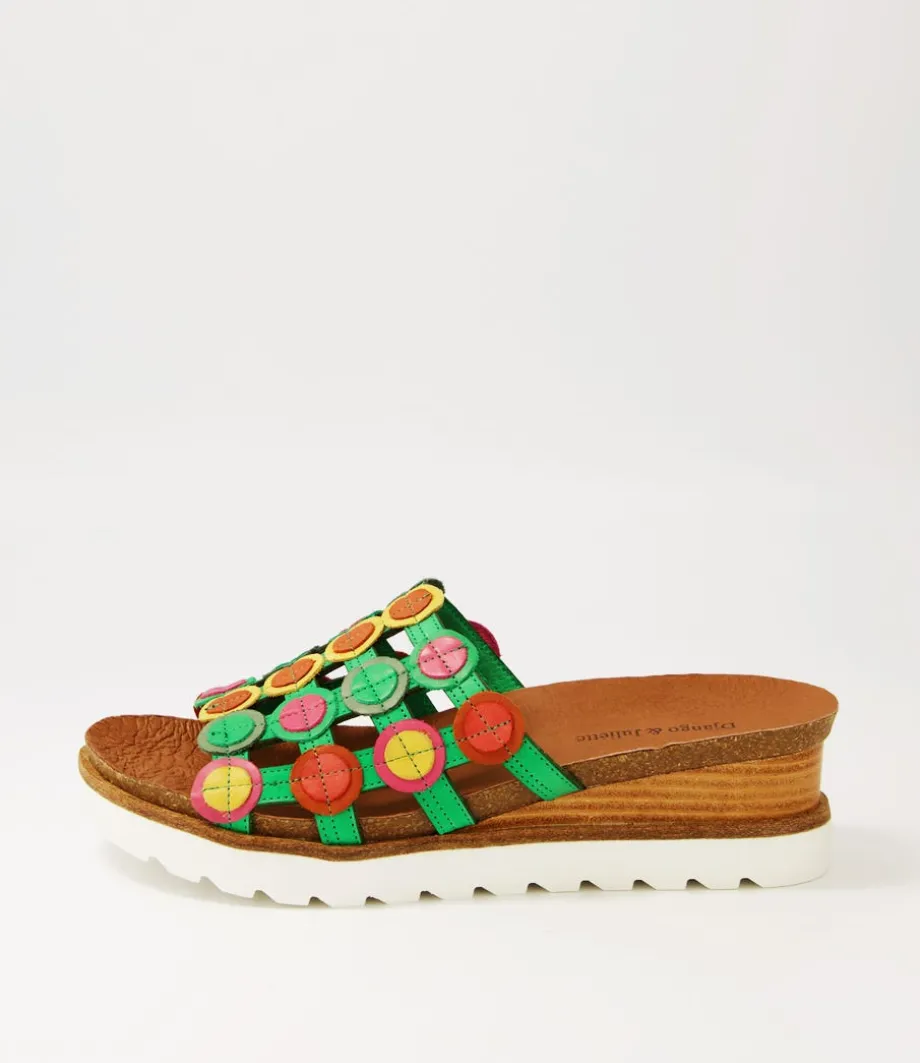 Badabing Spearmint Bright Multi Leather Mukes<DJANGO & JULIETTE Store