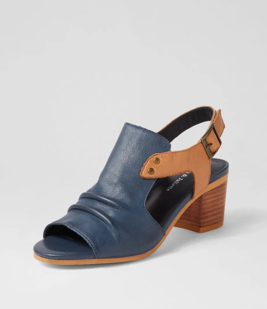 Ballarat Navy Dark Tan Leather Sandals<DJANGO & JULIETTE Hot