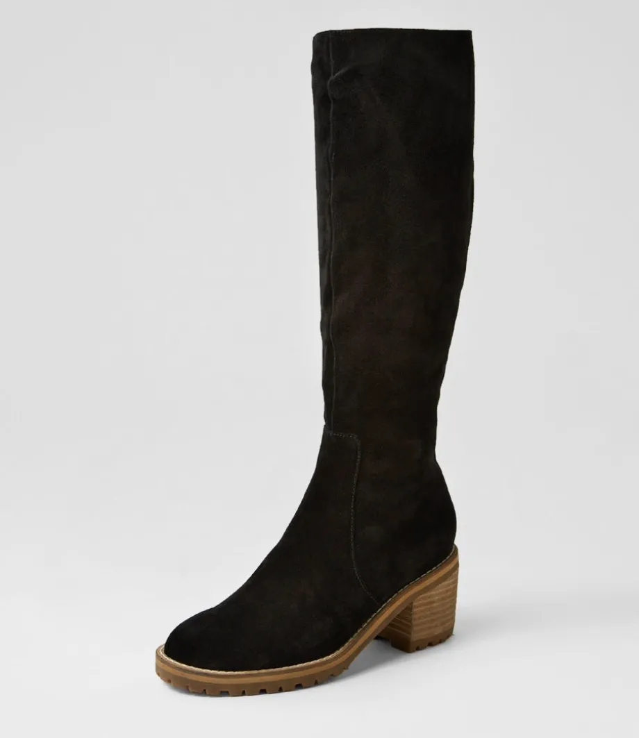 Balt Black Natural Heel Suede Knee High Boots<MOLLINI Sale