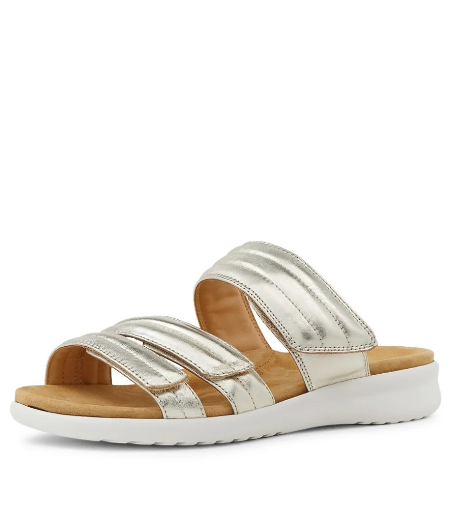 Barbra Xw Pale Gold Leather Sandals Ws<ZIERA Clearance