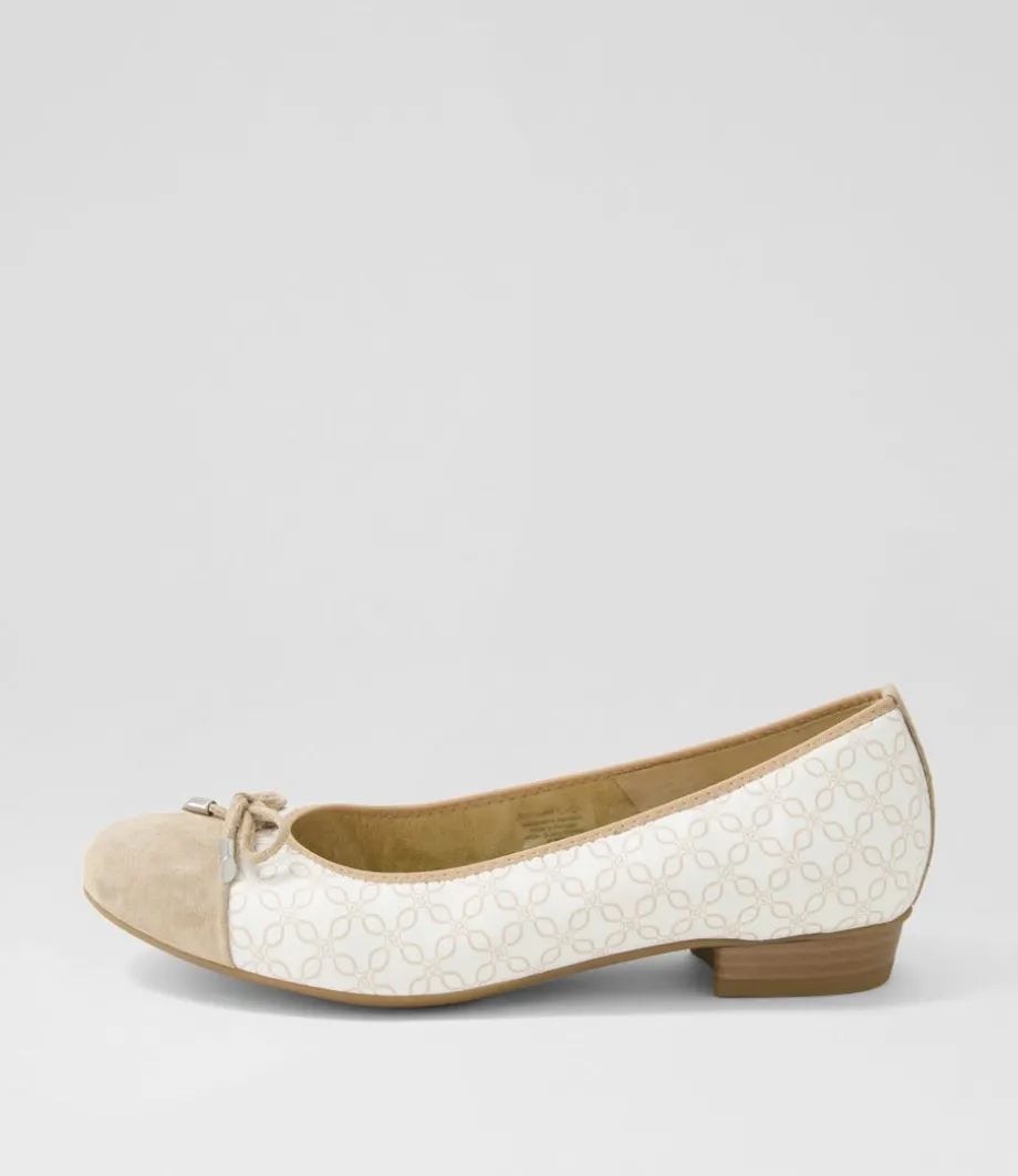 Bari 21 Sand Print Leather Ballet Flats<ARA Cheap